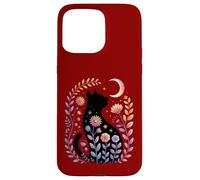 Midnight Cat and Crescent - Enchanted Lunar Garden Scene Case for iPhone 15 Pro Max