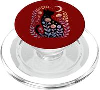 Midnight Cat and Crescent - Enchanted Lunar Garden Scene PopSockets PopGrip for MagSafe