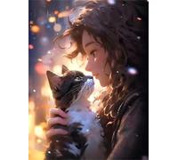 Midnight Cat Girl 2000 Piece Jigsaw Puzzles for Adults, Fun jigsaw puzzles 2000 pieces, Challenging Puzzle Perfect for Game Nights, Finished Puzzle Size is 100x70cm