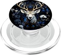 Midnight Celestial Floral Gothic Deer PopSockets PopGrip for MagSafe