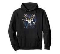 Midnight Celestial Floral Gothic Deer Pullover Hoodie