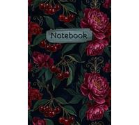 Midnight Cherries & Peonies Notebook: 120-Page Graph Paper Notebook with Elegant Dark Floral Cherry Botanical Cover for School, Math & Journaling, grig journal