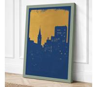 Midnight Cityscape Modern Canvas Wall Art Print 24x16 Inch (61 x 41 cm)