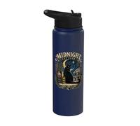 Midnight Club Members Only Black Cat Halloween Art Stainless Steel Insulated Water Bottle