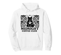 Midnight Coffee Club Black Cat Folk Art Vintage Botanical Pullover Hoodie