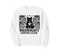 Midnight Coffee Club Black Cat Folk Art Vintage Botanical Sweatshirt