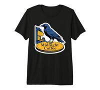 Midnight Coffee Raven Cafe Night Owl Vibe Bird Premium T-Shirt