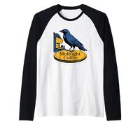 Midnight Coffee Raven Cafe Night Owl Vibe Bird Raglan Baseball Tee