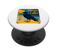 Midnight Coffee Raven On Outdoor Table Night Out Cozy PopSockets Adhesive PopGrip