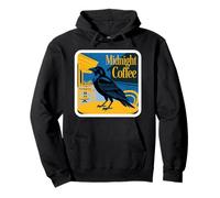 Midnight Coffee Raven On Outdoor Table Night Out Cozy Pullover Hoodie