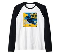 Midnight Coffee Raven On Outdoor Table Night Out Cozy Raglan Baseball Tee