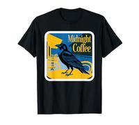Midnight Coffee Raven On Outdoor Table Night Out Cozy T-Shirt
