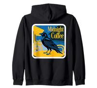 Midnight Coffee Raven On Outdoor Table Night Out Cozy Zip Hoodie