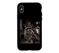 Midnight Cowboy Raccoon With A Drink Under The City Lights Case for iPhone X/XS