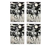 Midnight Cowboy Western Art Cards Multipack of 4 Desert Landscape Greeting Cards For Any Occasion Blank Inside A6 10 x 15 cm