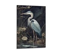 Midnight Crane Bird Printed Canvas Posters Plants Flying Birds European Modern Wall Decor for Living Rooms Bedroom Wall Art