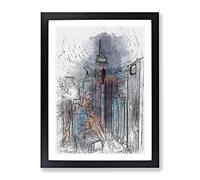 Midnight Dreams In Hong Kong In Abstract Modern Framed Print | A2 Black Framed Wall Art | Ready to Hang | Abstract Fantasy Picture | Living Room Bedroom Lounge Office