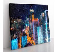 Midnight Dreams in Hong Kong Painting Canvas Wall Art Print 20x20 Inch | Ready to Hang, Gallery Wrapped, Fade-Resistant Inks, Securely Packaged, UK Made