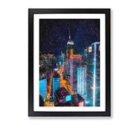 Midnight Dreams In Hong Kong Painting Modern Framed Print | A3 Black Framed Wall Art | Ready to Hang | Modern Historical Picture | Living Room Bedroom Lounge Office