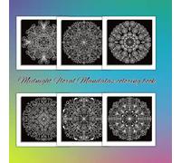 Midnight Floral Mandalas coloring book: 50 Hand-Drawn Botanical Patterns on Black background, not AI generated (Cozy Hand-drawn)