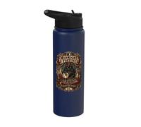 Midnight Fortune Black Cat Tarot Card Occult Theme Stainless Steel Insulated Water Bottle