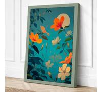Midnight Garden Botanical Canvas Wall Art Print 24x16 Inch (61 x 41 cm)