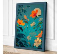 Midnight Garden Botanical Canvas Wall Art Print 36x24 Inch (91 x 61 cm)