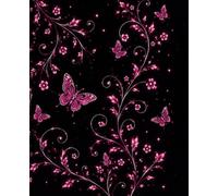 Midnight Garden College Ruled Notebook: Pink Floral Butterfly Design | 140 College Ruled Pages | Journal for School, Notes & Writing