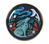 Midnight Hare Ceramic Trinket Dish With Gold Moon & Stars