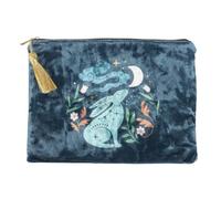 Midnight Hare Velvet Makeup Bag - Elegant Rabbit Design, Compact Cosmetic Pouch for Travel and Daily Use, Stylish Gift Idea