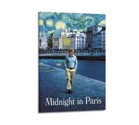 Midnight in Paris Movie Canvas Posters Aesthetic Wall Art Decorative Painting Poster Decor Vintage Canvas for Living Room Bed Room 24x36inch(60x90cm) Frame-style