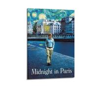 Midnight in Paris Poster Wall Art Decor Painting Canvas for Living Room Bed Room Poster12x18inch(30x45cm) Frame-style