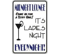 Midnight Lounge Come in for A Stiff One Funny Metal Warning Signs for Home Decor Safety Yard Sign Tin sign 8x12 inches