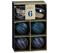 Midnight Luxury Navy Baubles 6pk - Shimmer - Bring A Touch Of Festive Luxury To Your Christmas Tree With These Midnight Luxury Navy Baubles