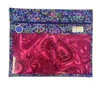 Midnight Mandala Blooms - Handmade WIP Project Bag for Cross Stitch Embroidery - Clear Vinyl Front Project Organizer, Needlework Storage Pouch-Fits 6x6 Q-Snap Frame, Nurge No.3 Hoop & up to 8" hoop