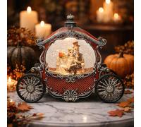 Midnight Manor Halloween Water Globe Carriage LED Lighted Snow Globe Lamp Spooky Wedding Skeleton Decor Acrylic Glitter Water Lantern Battery Operated Fall Indoor Decoration