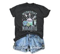 Midnight Margaritas Shirt Women Practical Magic Shirt Witches Short Sleeve Shirt Novelty Graphic Witchy Party Tees, Grey, XL