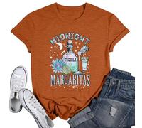 Midnight Margaritas Shirt Women Practical Magic Shirt Witches Short Sleeve Shirt Novelty Graphic Witchy Party Tees, Orange, M