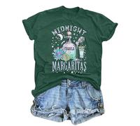 Midnight Margaritas Shirt Women Practical Magic Shirt Witches Short Sleeve Shirt Novelty Graphic Witchy Party Tees, Dark Green, XXL
