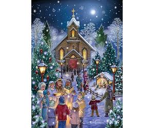 Midnight Mass Boxed Christmas Cards - 15 Cards & 16 Foil Lined Envelopes