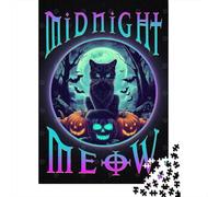 Midnight Meow Halloween Cat 1000 Piece Puzzle for Adults Gift Idea, 38x26cm/1000pcs