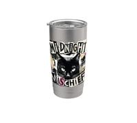 Midnight Mischief Black Cat Grunge Punk Design Stainless Steel Insulated Tumbler