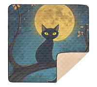 Midnight Moon Cat Halloween Large Stylish Baby Gym & Activity Mat for Indoor Outdoor Cozy Breathable Tummy Time Mat for Babies Infants Toddlers, 50'' x 50''