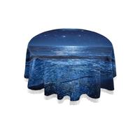 Midnight Moon Reflection Round Tablecloth 152 cm Circular Washable Table Cloths Polyester Table Cover for Home Decoration