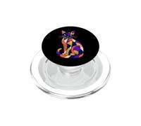 Midnight Mosaic Cat Abstract Color Block Art PopSockets PopGrip for MagSafe