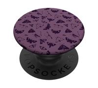 Midnight Moth Pattern in Deep Violet - Nature insects PopSockets Adhesive PopGrip