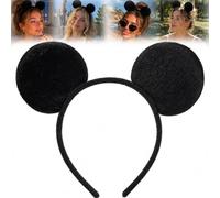 Midnight Mouse Round Ear Headband for Women Soft Black Cartoon Ear Hair Accessory for Makeup, Face Wash, Parties, Photos, Cosplay, Festivals, Travel and Everyday Chic Styling Glam Looks
