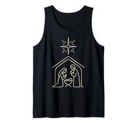 Midnight Nativity Minimal - Single-Line Christmas Scene Tank Top