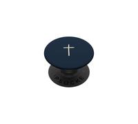 Midnight Navy Blue Hand Drawn Christian Cross Minimalist PopSockets Adhesive PopGrip