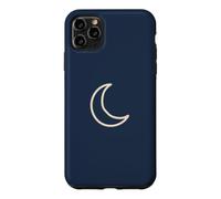 Midnight Navy Blue Hand Drawn Crescent Moon Minimalist Space Case for iPhone 11 Pro Max